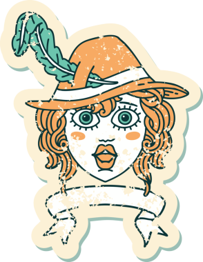 Retro Dövme Tarzı İnsan Ozan Karakteri Bir insan tarafından çizilmiş afiş