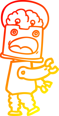 Bir insan tarafından çizilen çizgi film robotunun sıcak çizgi çizimi