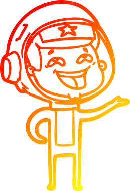 Bir insan tarafından çizilmiş gülen astronotun sıcak çizgi çizimi