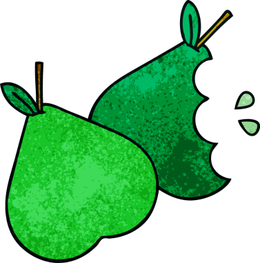 Bir insan tarafından çizilmiş armutun retro grunge desen karikatürü