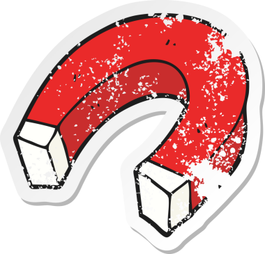 Bir insan tarafından çizilmiş karikatür mıknatısının gerilmiş yapıştırması.