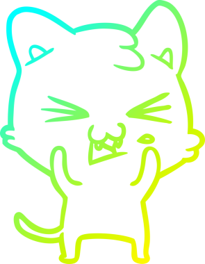 Bir insan tarafından çizilen çizgi film kedisinin soğuk gradyan çizimi