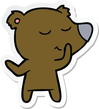 Bir insan tarafından çizilmiş mutlu çizgi film ayısının çıkartması.