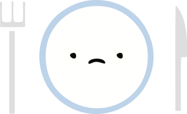 Bir insan tarafından çizilmiş yemek tabağının düz renkli retro karikatürü