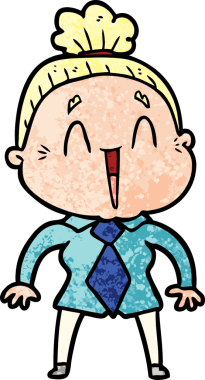 Bir insan tarafından çizilmiş mutlu yaşlı kadın çizgi filmi.