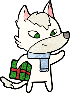 Bir insan tarafından çizilmiş dost canlısı bir Noel Kurdu.