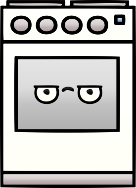 Bir insan tarafından çizilmiş mutfak fırınının gölgelenmiş karikatürü.