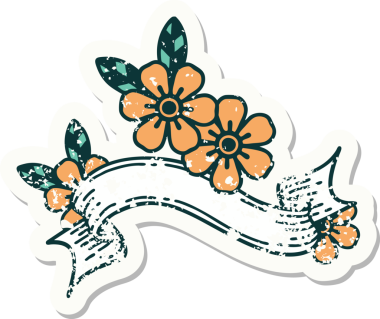 Bir insan tarafından çizilmiş çiçeğin bayrağını taşıyan eski bir etiket.