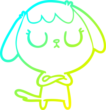 Bir insan tarafından çizilmiş şirin bir çizgi köpeğin soğuk gradyan çizgisi.