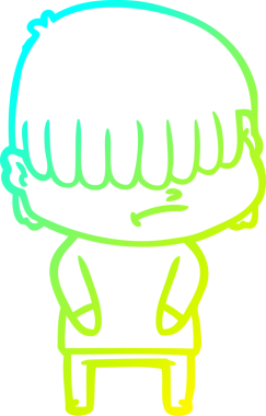 Bir insan tarafından çizilmiş dağınık saçlı bir çizgi film çocuğu çizimi.