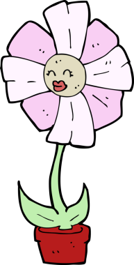 Bir insan tarafından çizilmiş karikatür çiçeği