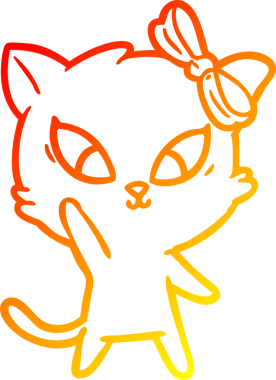 Bir insan tarafından çizilmiş çizgi film kedisinin sıcak çizgi çizimi