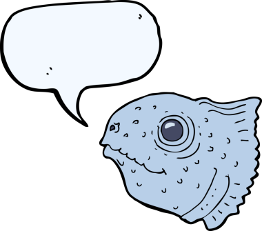 bir insan tarafından çizilmiş baloncuklu balık kafası.