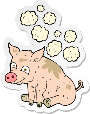 Bir insan tarafından çizilmiş kokuşmuş domuz etiketi.