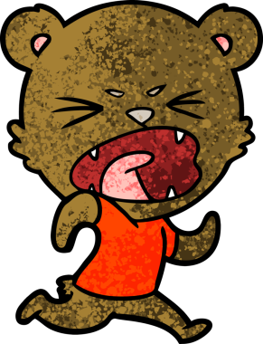 Bir insan tarafından çizilen kızgın çizgi film ayısı.