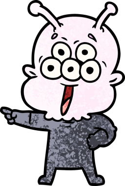 Bir insan tarafından çizilmiş mutlu çizgi film uzaylıları