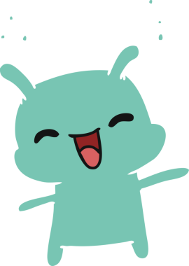 Çizim: kawaii sevimli mutlu uzaylı bir insan tarafından çizilmiş.