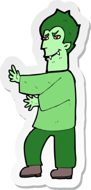 Bir insan tarafından çizilmiş bir vampirin çıkartması.