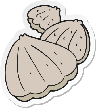 Bir insan tarafından çizilmiş istiridyelerin çıkartması.