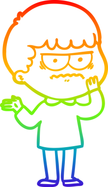 Bir insan tarafından çizilmiş kızgın bir adamın çizdiği gökkuşağı gradyanı çizimi