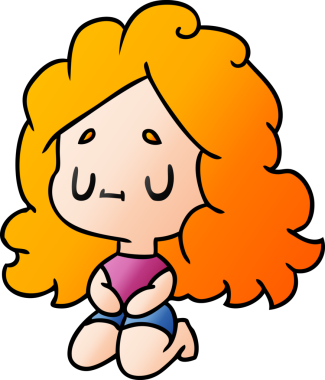 Bir insan tarafından çizilmiş sevimli bir kawai kızının gradyan çizimi.