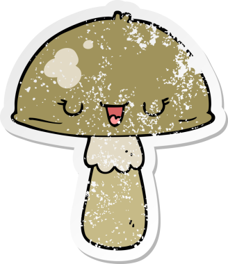 Bir insan tarafından çizilmiş karikatür mantarının sıkıntılı çıkartması