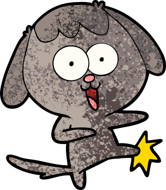 Bir insan tarafından çizilmiş şirin bir çizgi film köpeği.