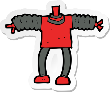 Bir insan tarafından çizilmiş robot vücudunun çıkartması.