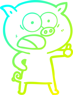 Bir insan tarafından çizilmiş bağıran domuz çizgi filmi çizimi.