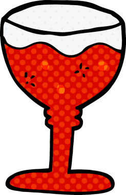 Bir insan tarafından çizilmiş kırmızı şarap kadehi.