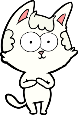 Bir insan tarafından çizilmiş mutlu çizgi film kedisi.
