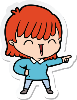 Bir insan tarafından çizilmiş bir karikatür kadının çıkartması.