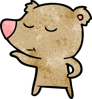 Bir insan tarafından çizilmiş mutlu çizgi film ayısı.