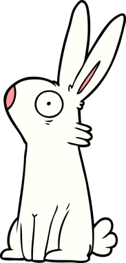 Çizgi film bir insan tarafından çizilmiş ürkmüş tavşan.