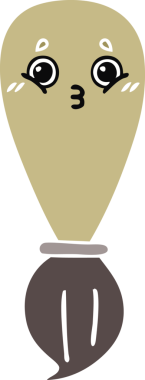 Bir insan tarafından çizilmiş bir boya fırçasının düz renk retro karikatürü