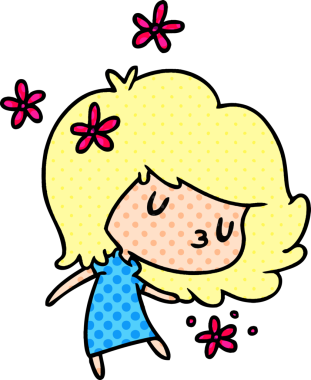 Bir insan tarafından çizilmiş sevimli bir kawai kızının çizgi film çizimi