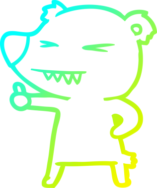 Bir çizgi film ayısının insan tarafından çizilmiş soğuk çizgi çizimi.