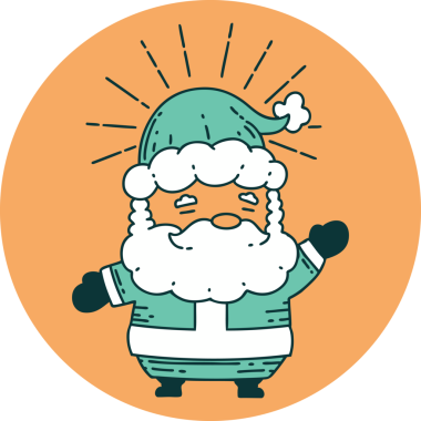 Bir insan tarafından çizilmiş dövme stili Noel Baba karakterinin simgesi