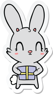 Bir insan tarafından çizilmiş şirin bir çizgi film tavşanının çıkartması.