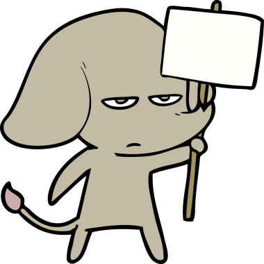 Bir insan tarafından çizilmiş kızgın bir fil.