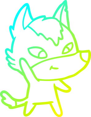 Bir insan tarafından çizilmiş dost canlısı bir kurt çizgi çizimi.