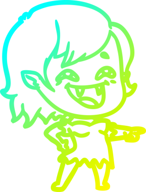 Bir insan tarafından çizilmiş gülen vampir kız çizgi filmi.