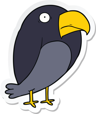 Bir insan tarafından çizilmiş bir karga çıkartması.