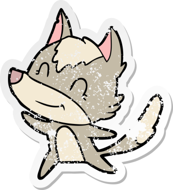 Bir insan tarafından çizilmiş dost canlısı bir kurdun sıkıntılı çıkartması.