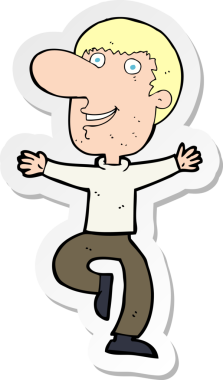 Bir insan tarafından çizilmiş mutlu bir adamın çıkartması.