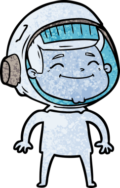 Bir insan tarafından çizilmiş mutlu astronot çizgi filmi.