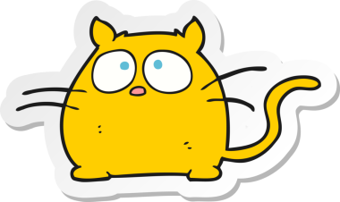 Bir insan tarafından çizilmiş çizgi film kedisinin çıkartması.