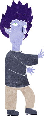 Bir insan tarafından çizilmiş vampir adam çizgi filmi.