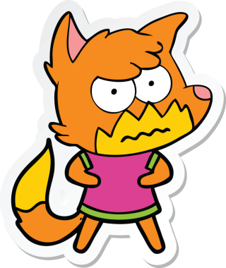 Bir insan tarafından çizilmiş, kızgın tilki çıkartması.