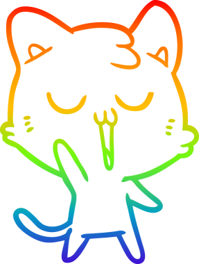 gökkuşağı gradyan çizgi çizimi bir insan tarafından çizilmiş bir çizgi film kedisi